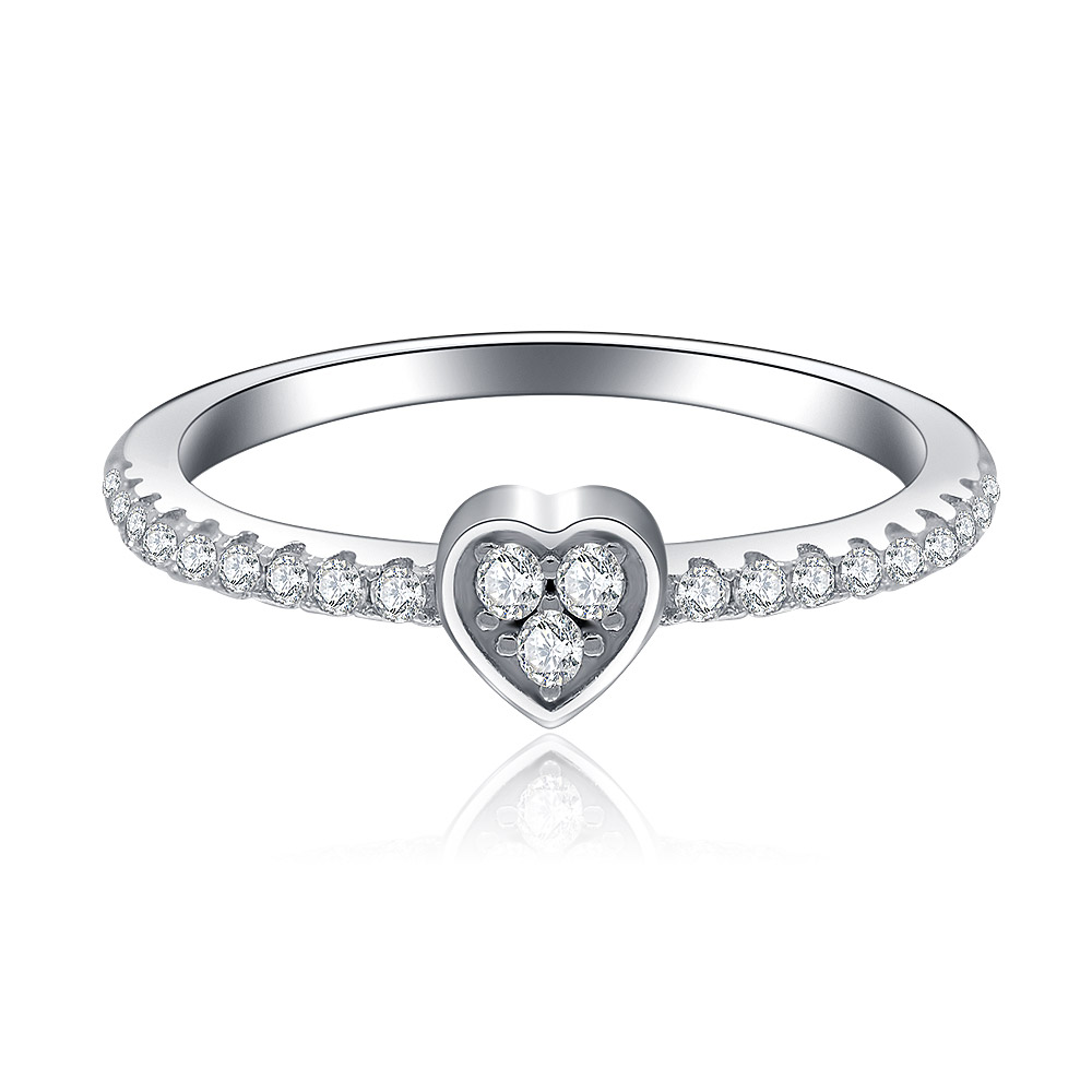 Silver Fashion Heart Ladies Ring